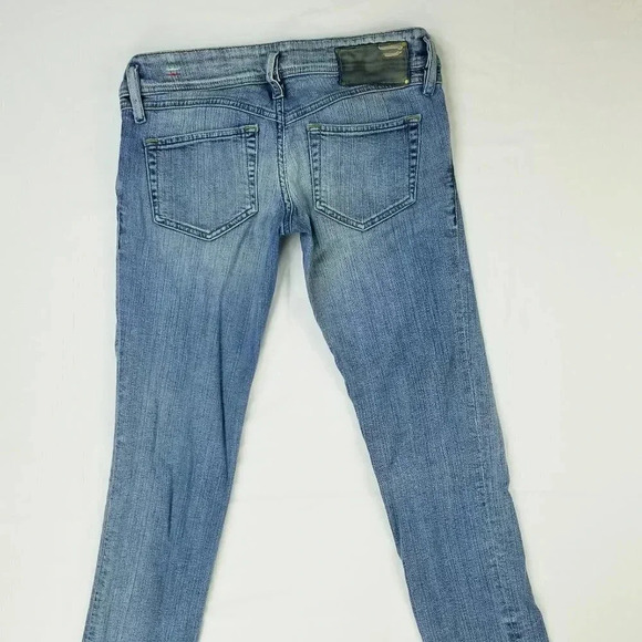 Diesel 28X32 Matic Stretch Embroidered Logo Women Blue Denim Jeans Made in Italy - Picture 1 of 11